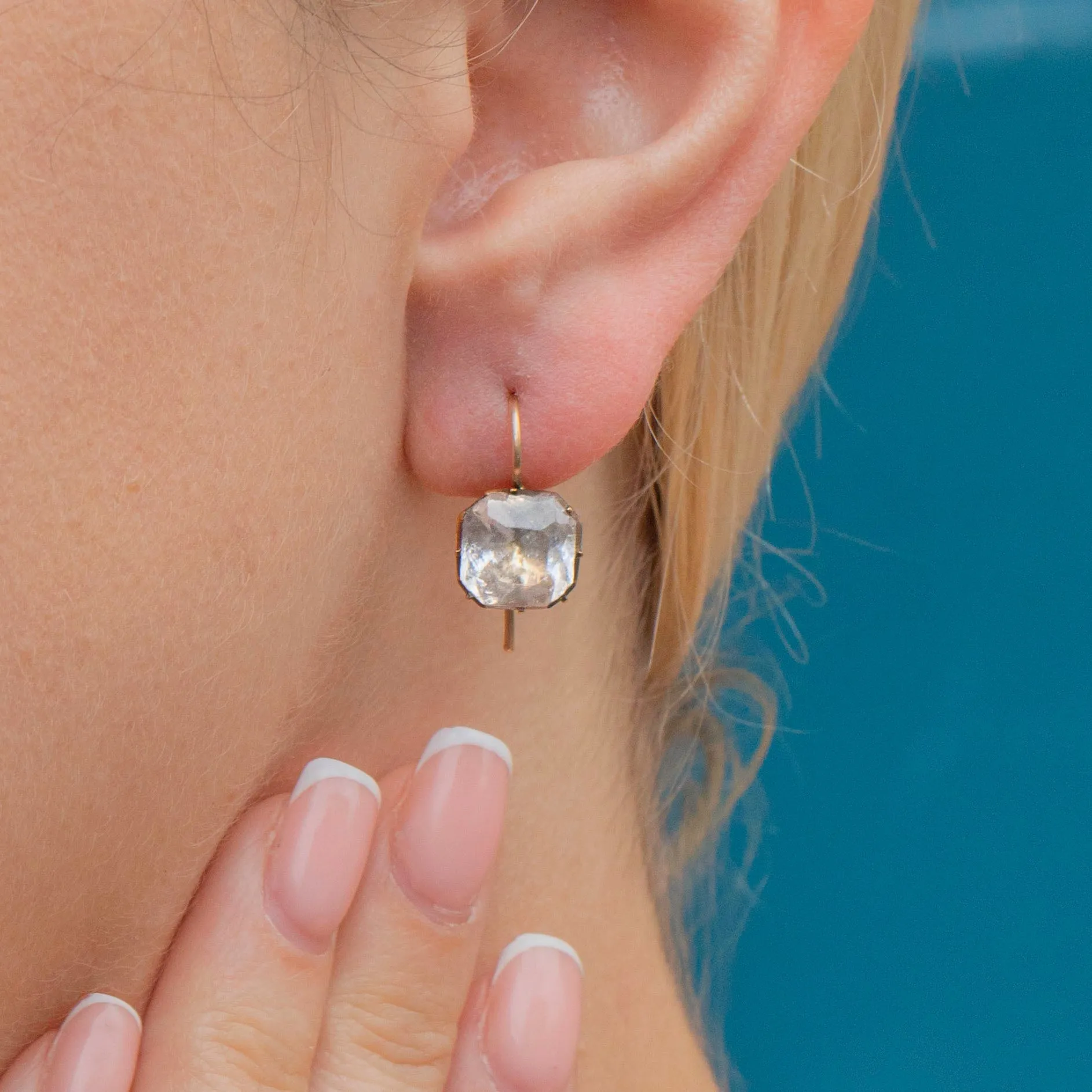 15ct Gold Georgian Paste Earrings, c.1780