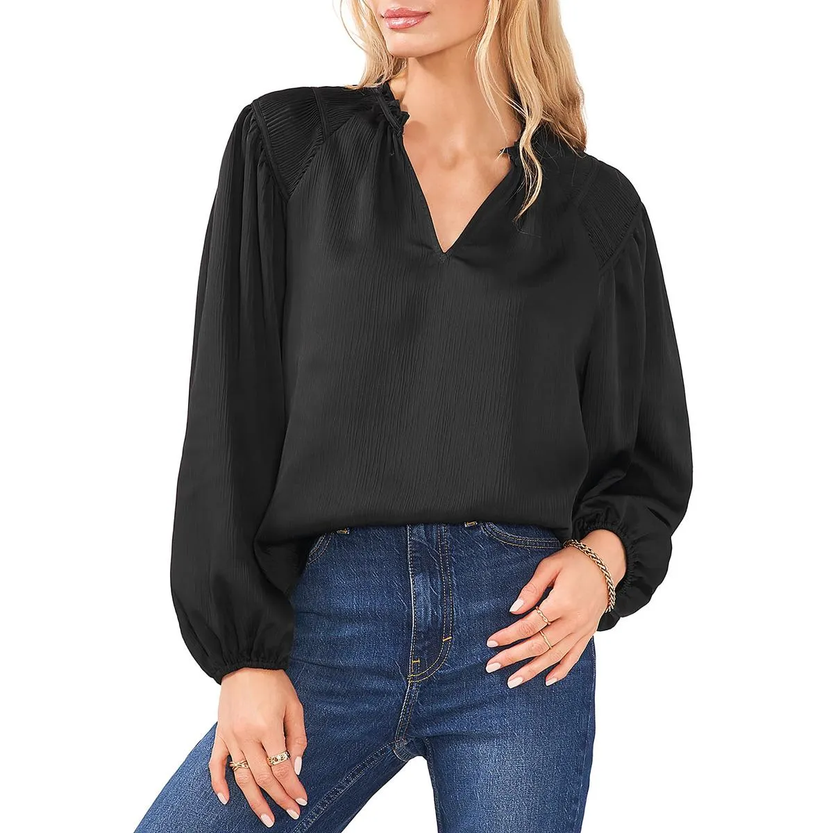 1.State Womens Satin Ruched Blouse