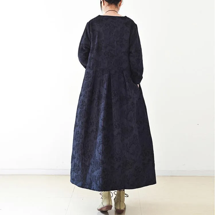 2021 fall blue jacquard linen cardigans plus size casual trench coat