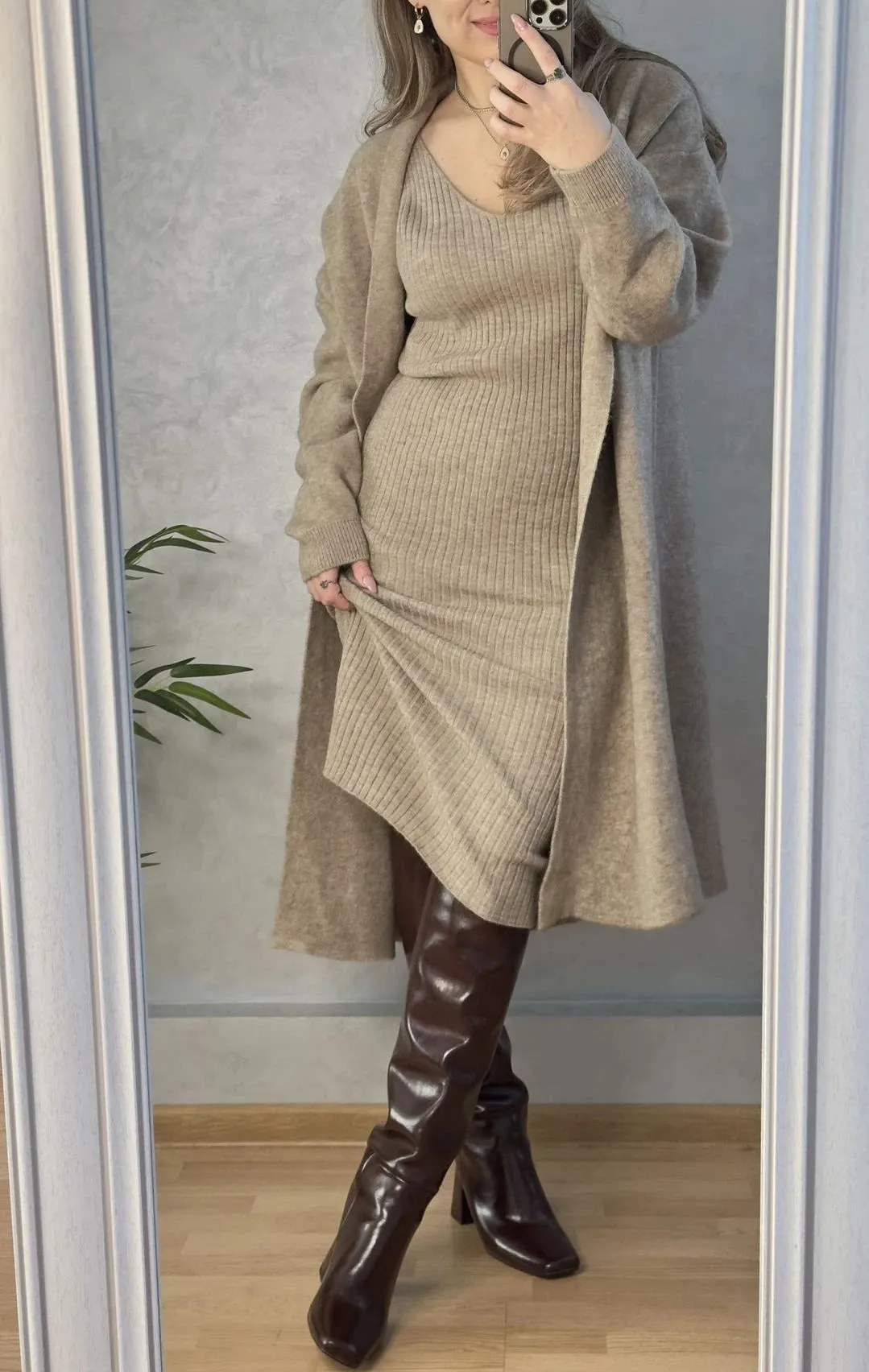 2024 Women Autumn V-Neck Long Cardigans Coat With Pullovers Two Pieces Suits Open Stitch Women Long Sweater Winter Cardigans