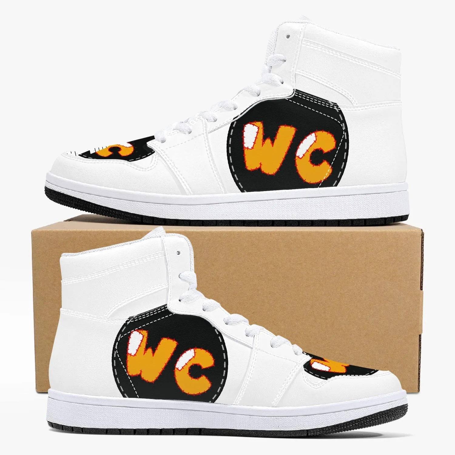 209. High-Top Leather Sneakers - White / Black