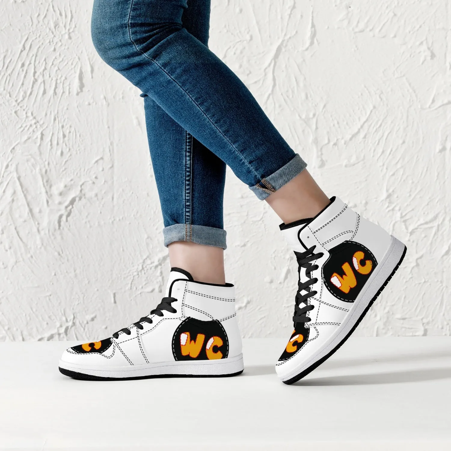 209. High-Top Leather Sneakers - White / Black