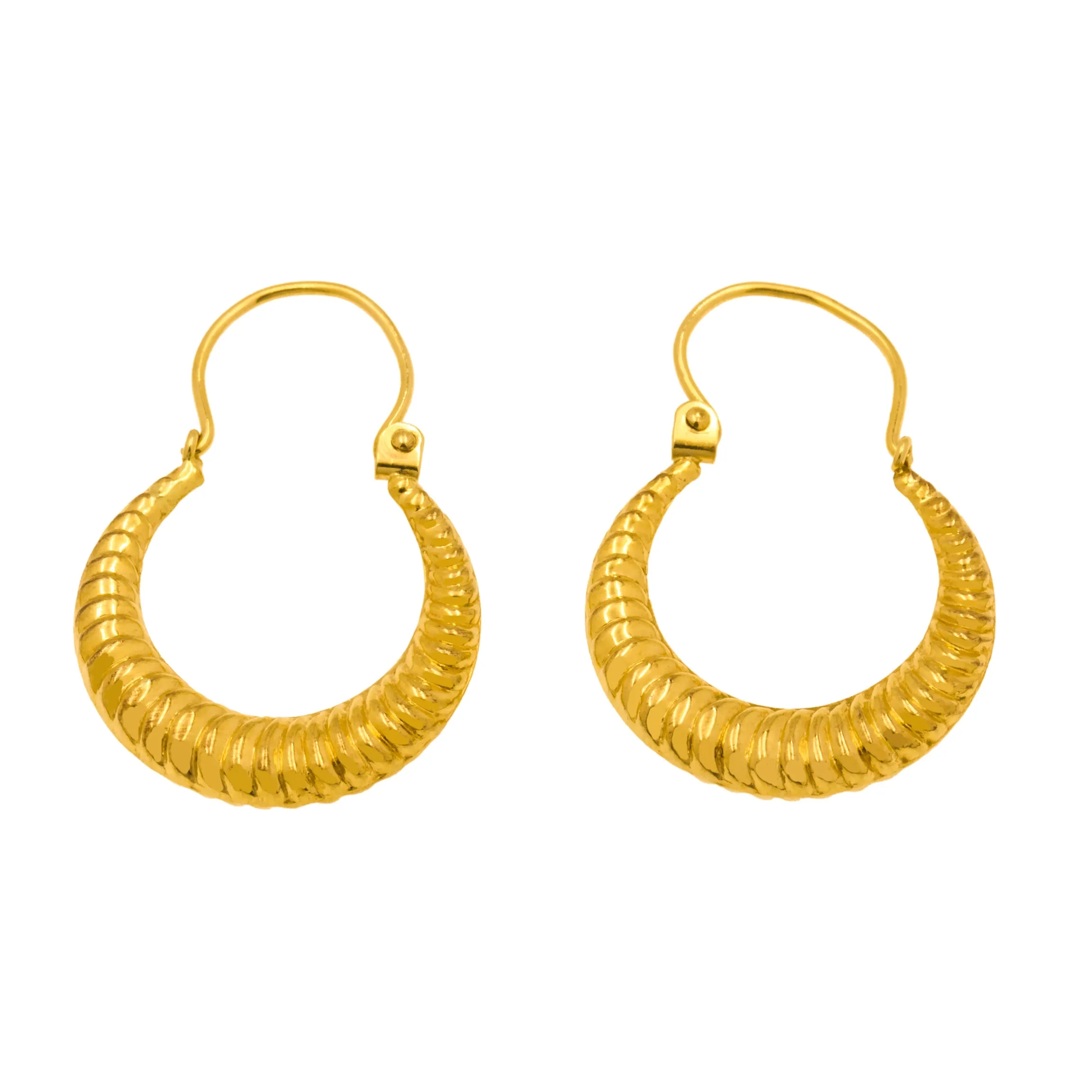 9ct Gold Textured Hoop Earrings