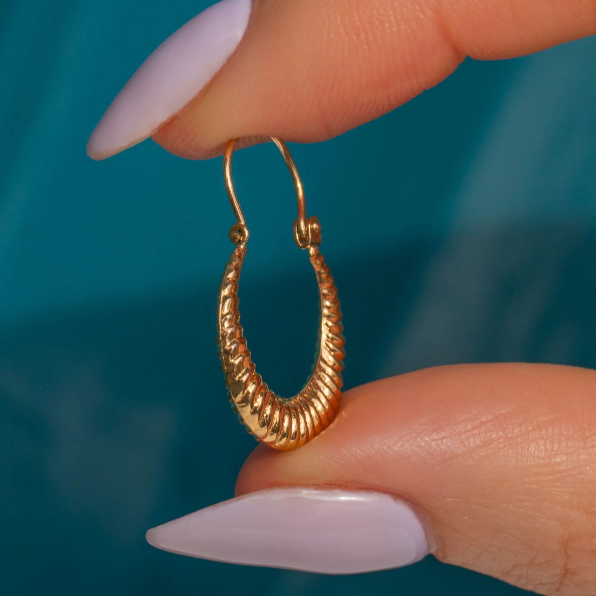 9ct Gold Textured Hoop Earrings