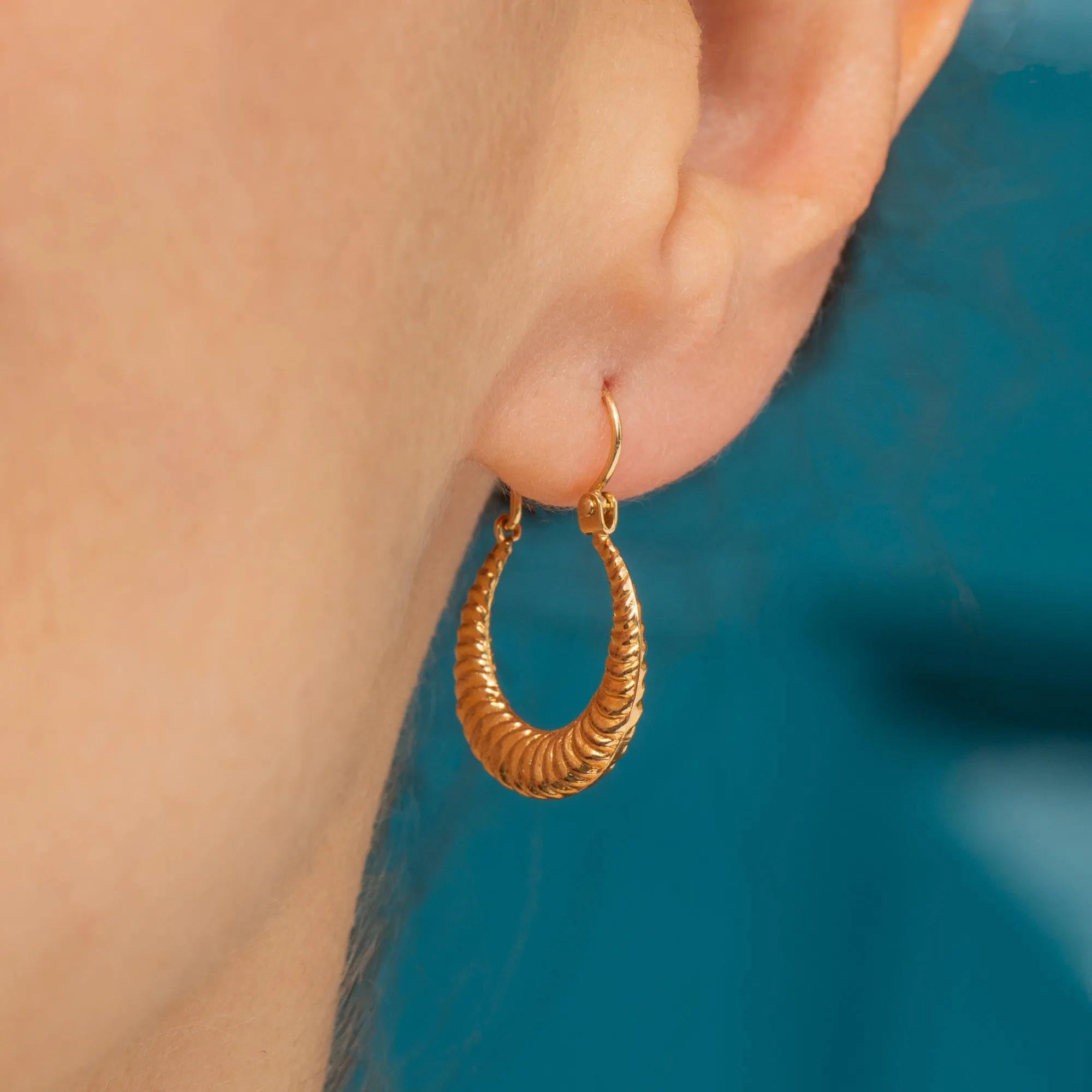 9ct Gold Textured Hoop Earrings