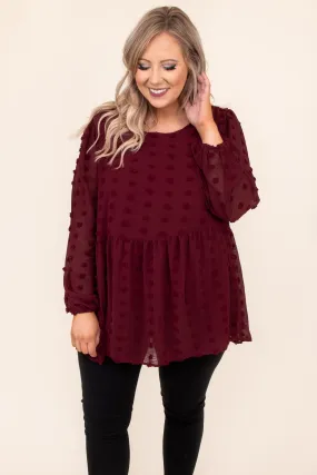 A Never Ending Love Top, Burgundy