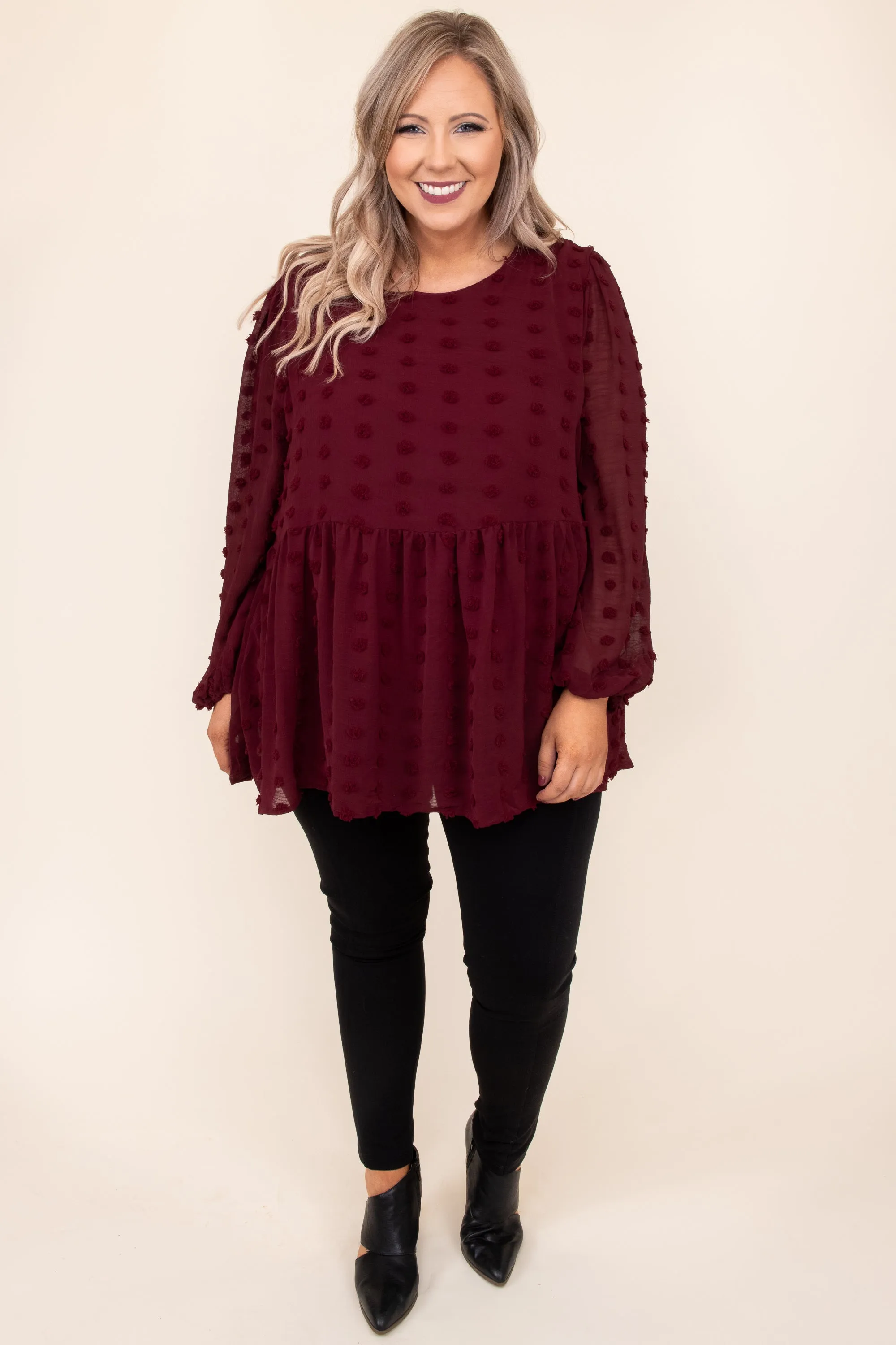 A Never Ending Love Top, Burgundy