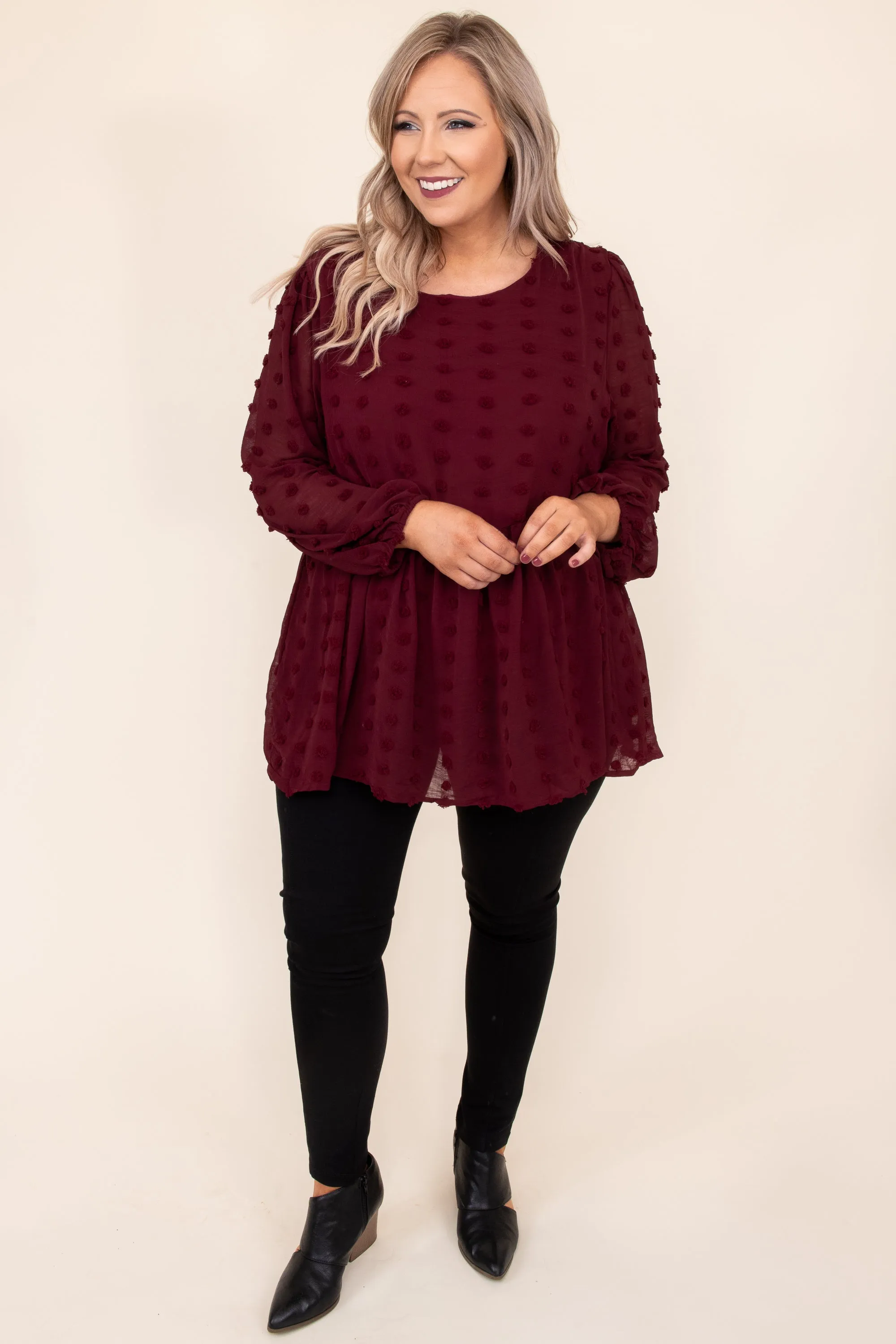 A Never Ending Love Top, Burgundy