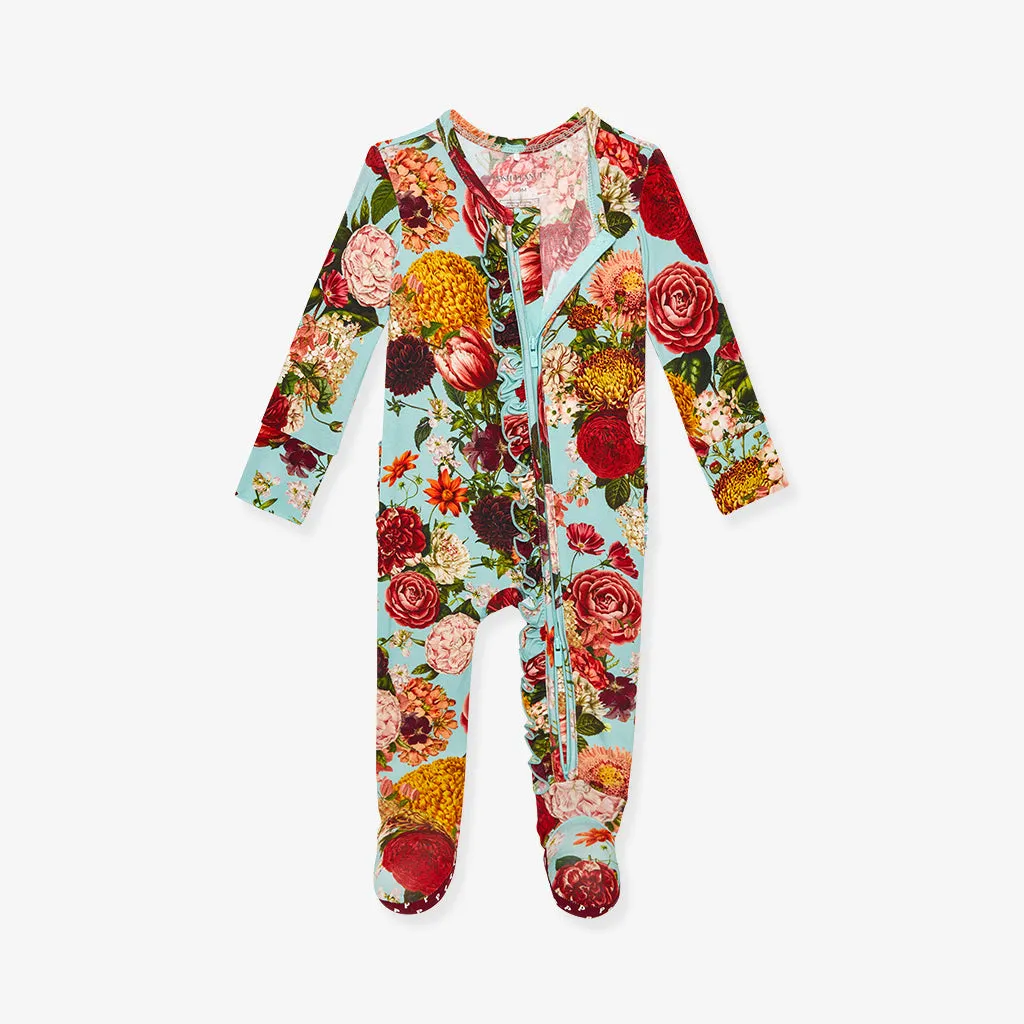 Adalynn Footie Ruffled Zippered One Piece