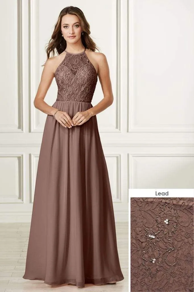 Adrianna Papell Platinum - 40175 Lace Halter Chiffon A-line Dress