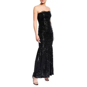 Aidan Mattox Ruched Sequin Strapless Dress