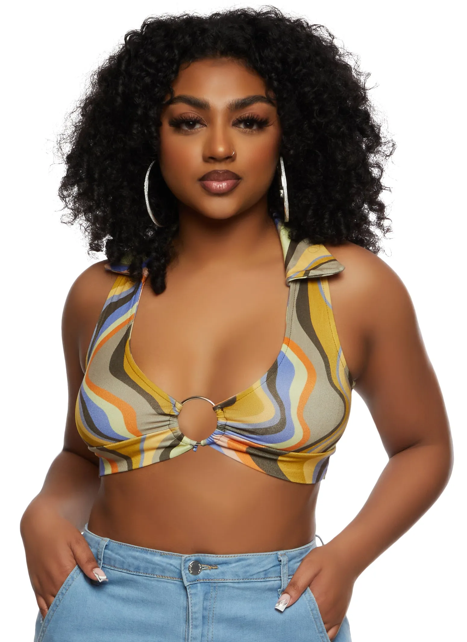 Almost Famous Collared Halter Top