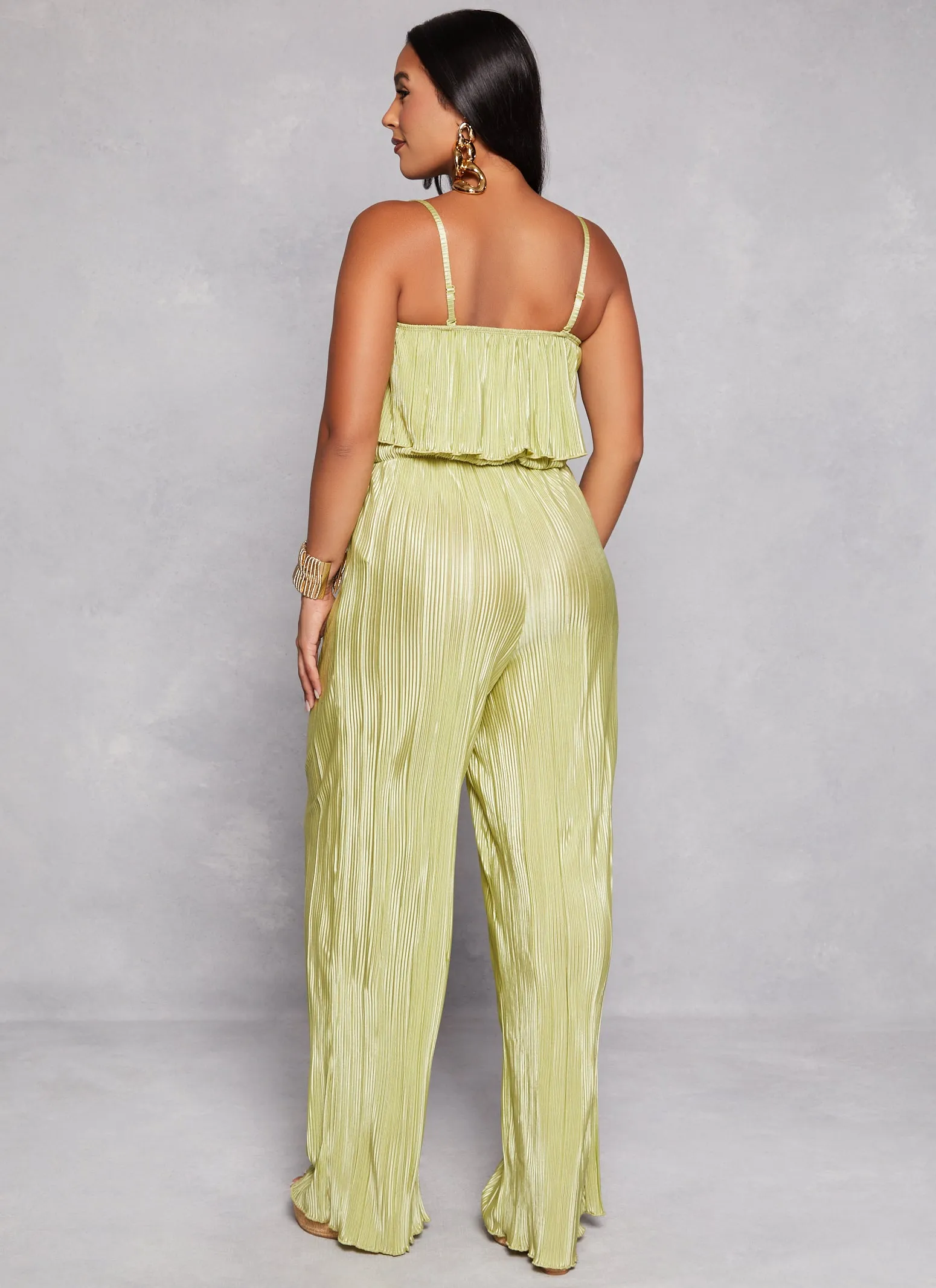 Almost Famous Plisse Flounce Jumpsuit