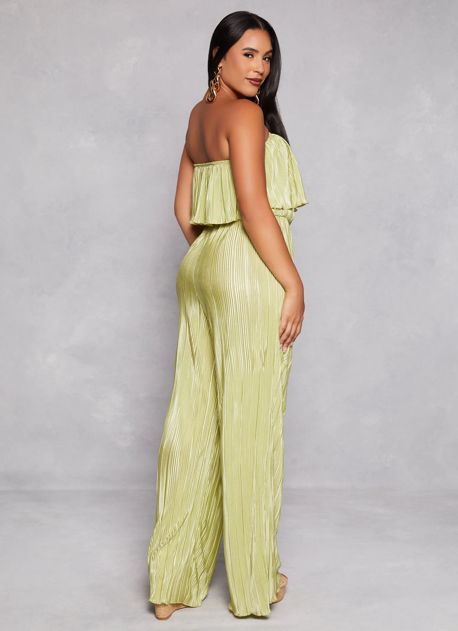 Almost Famous Plisse Flounce Jumpsuit