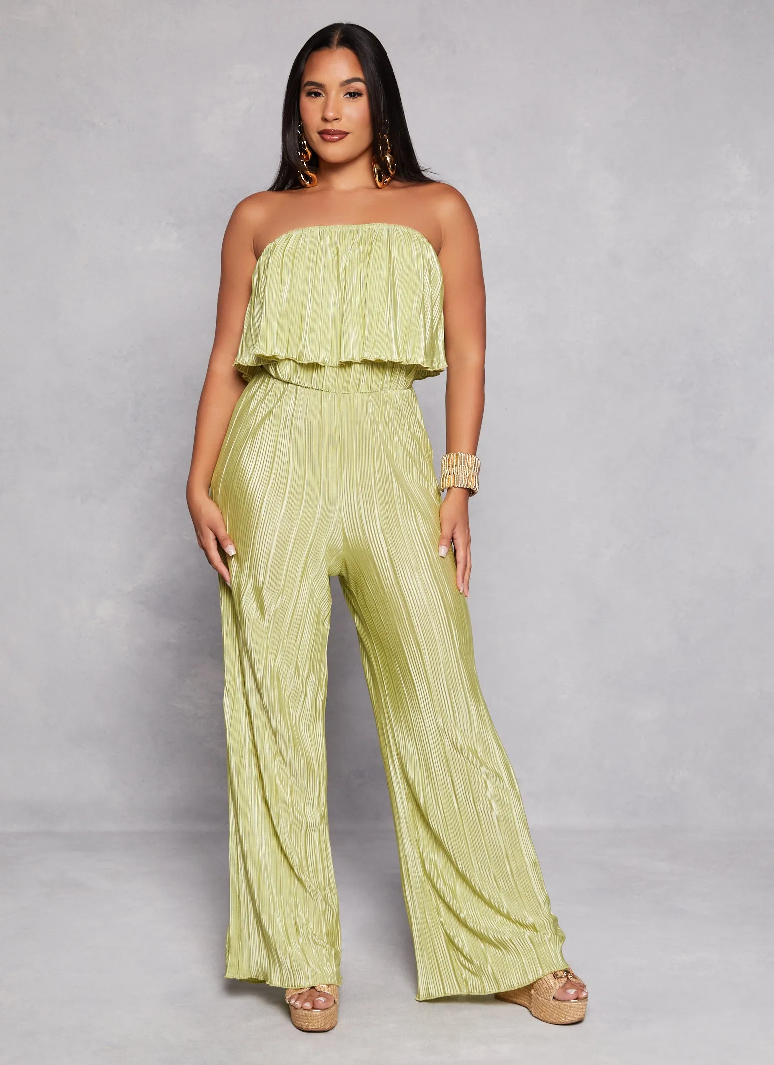 Almost Famous Plisse Flounce Jumpsuit