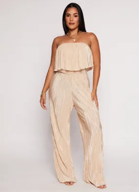 Almost Famous Plisse Flounce Jumpsuit