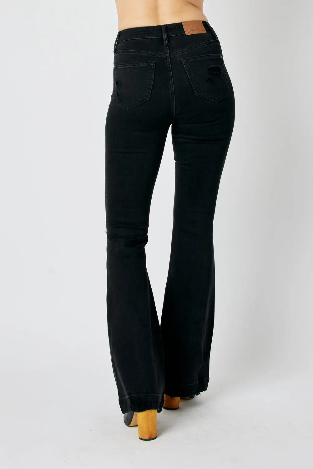 Amy High Rise Tummy Control Distressed Black Jeans - PLUS