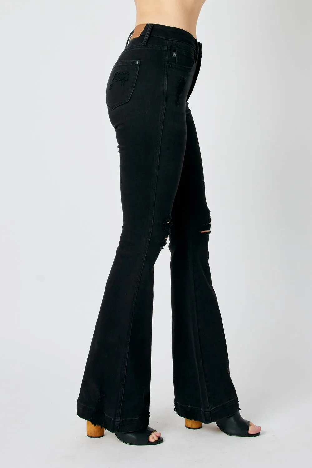 Amy High Rise Tummy Control Distressed Black Jeans