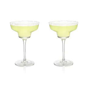 Angled Crystal Margarita Glasses S/2