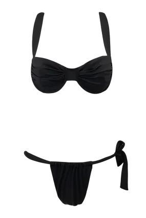 Anna Black Ruched Low Rise Bikini