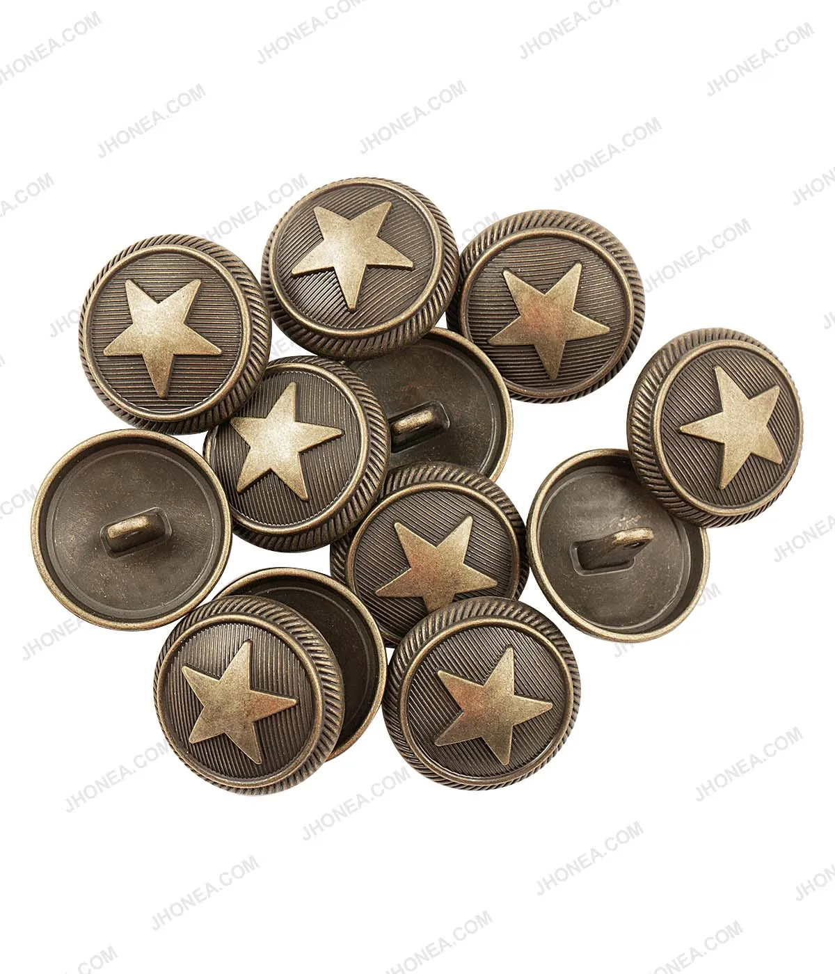 Antique Brass Star Design Metal Shank Buttons for Coats