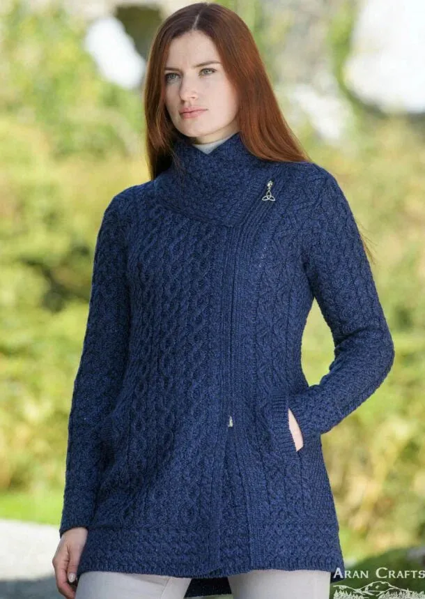 Aran Crafts Athenry Asymmetric Coat | Blue