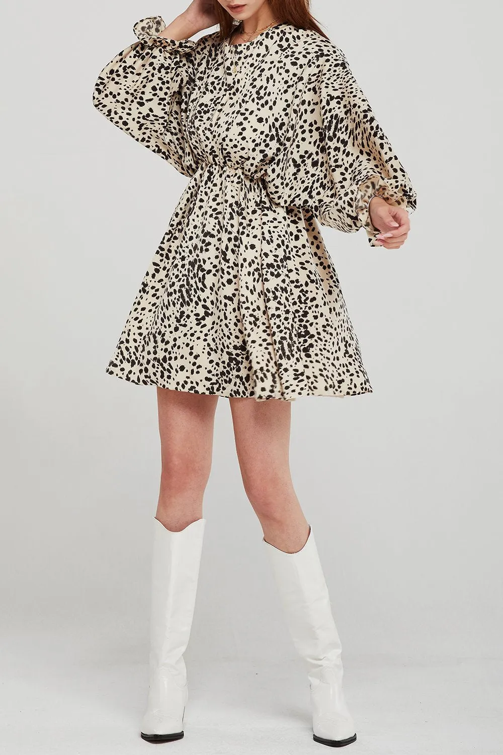 Audrey Brush Dotted Print Dress