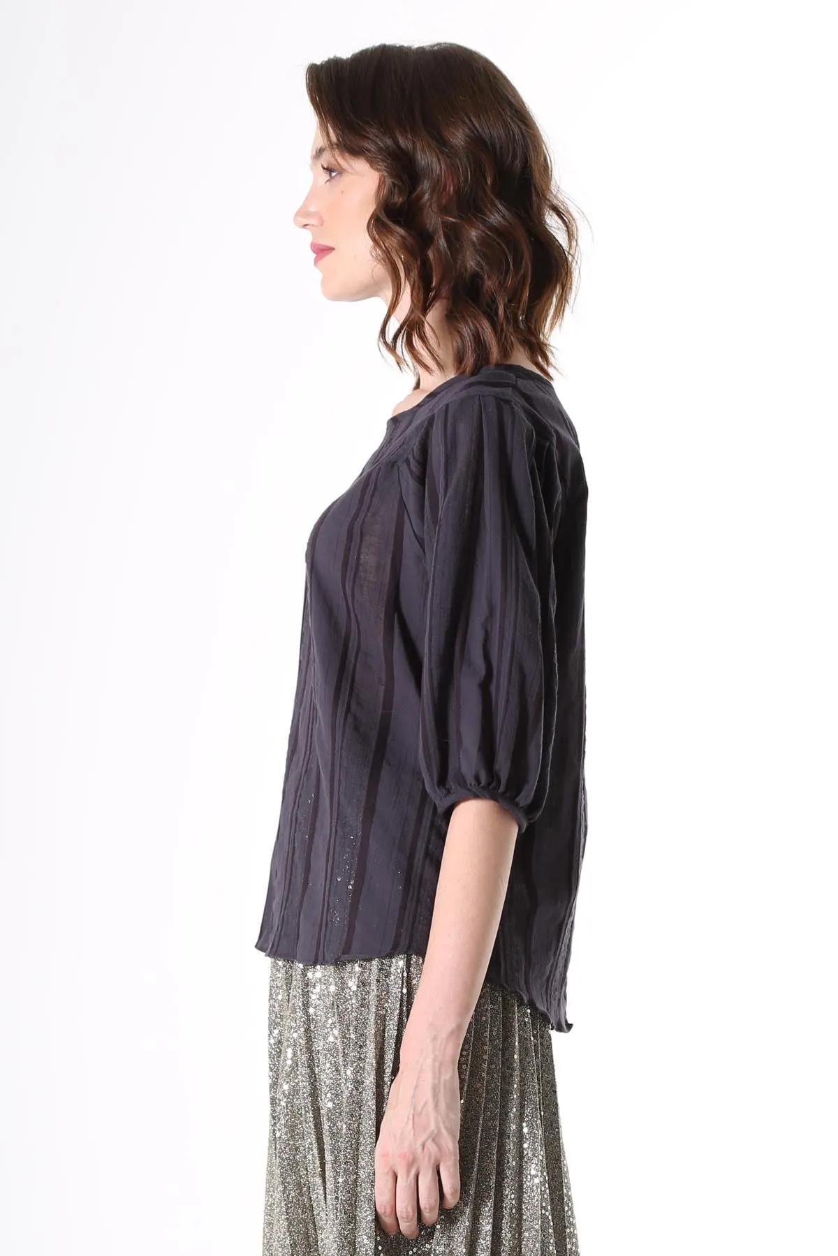 Avenida Textured Blouse Ink in Cotton Blend