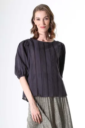 Avenida Textured Blouse Ink in Cotton Blend