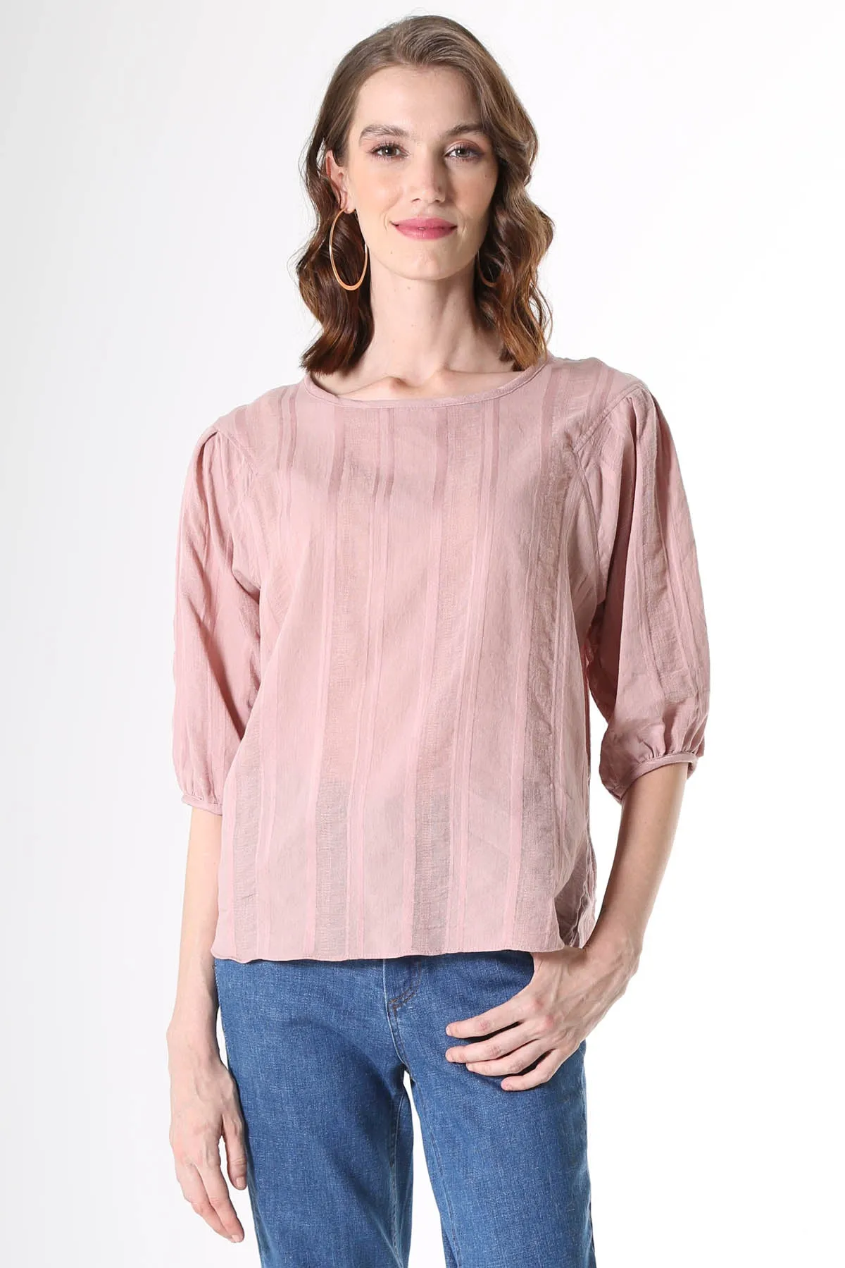 Avenida Textured Blouse Musk in Cotton Blend