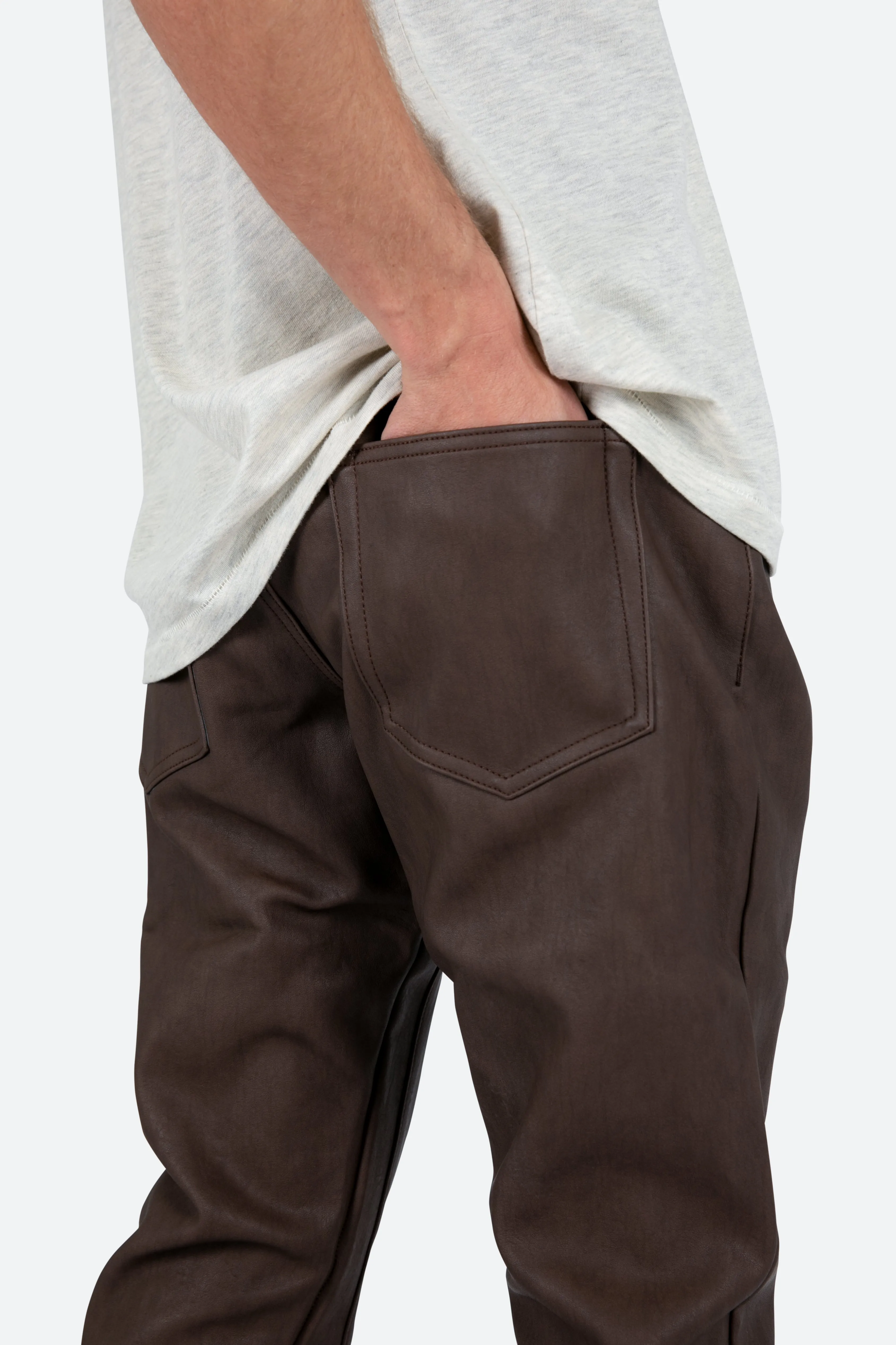 B460 Leather Flare Pants - Brown