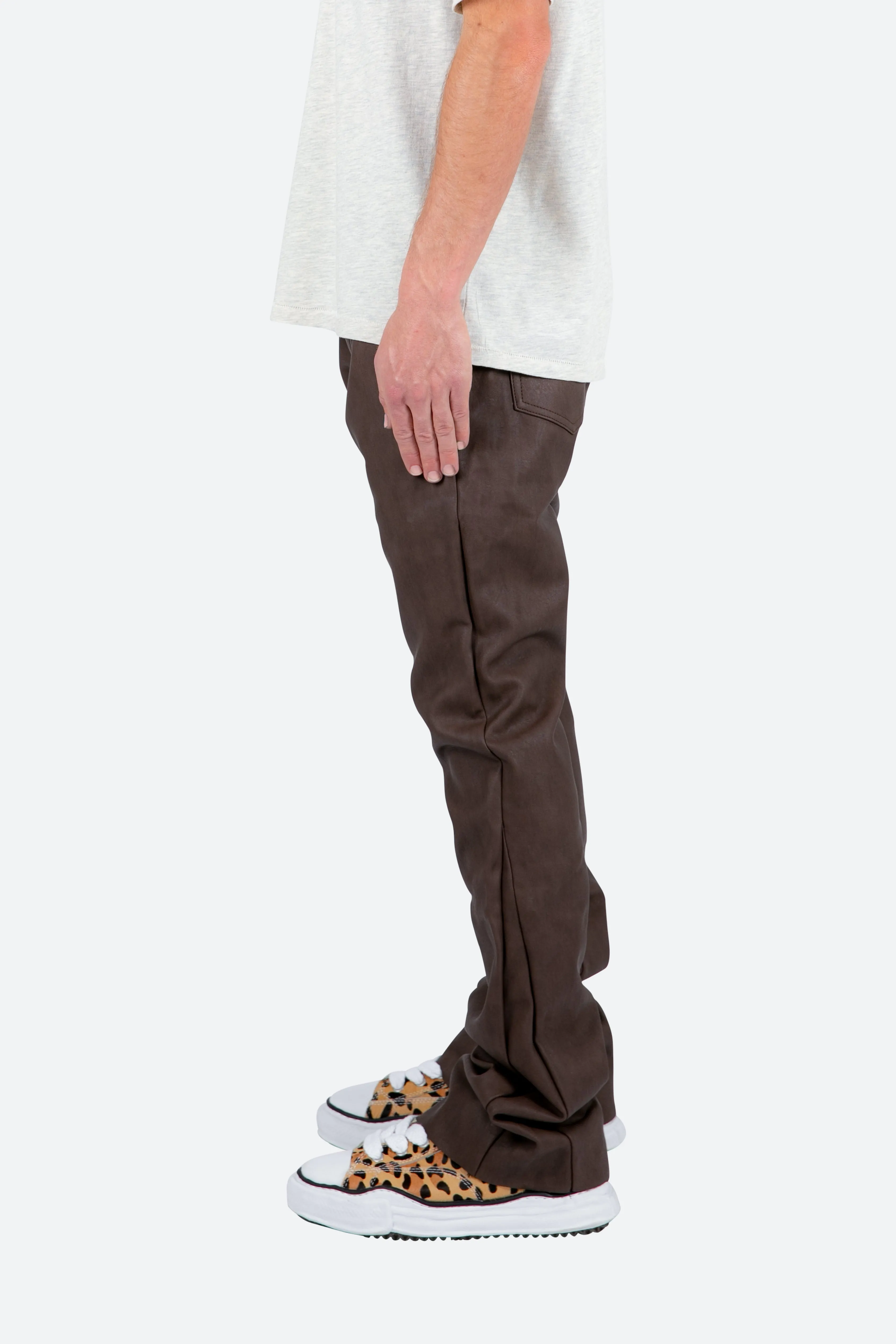 B460 Leather Flare Pants - Brown