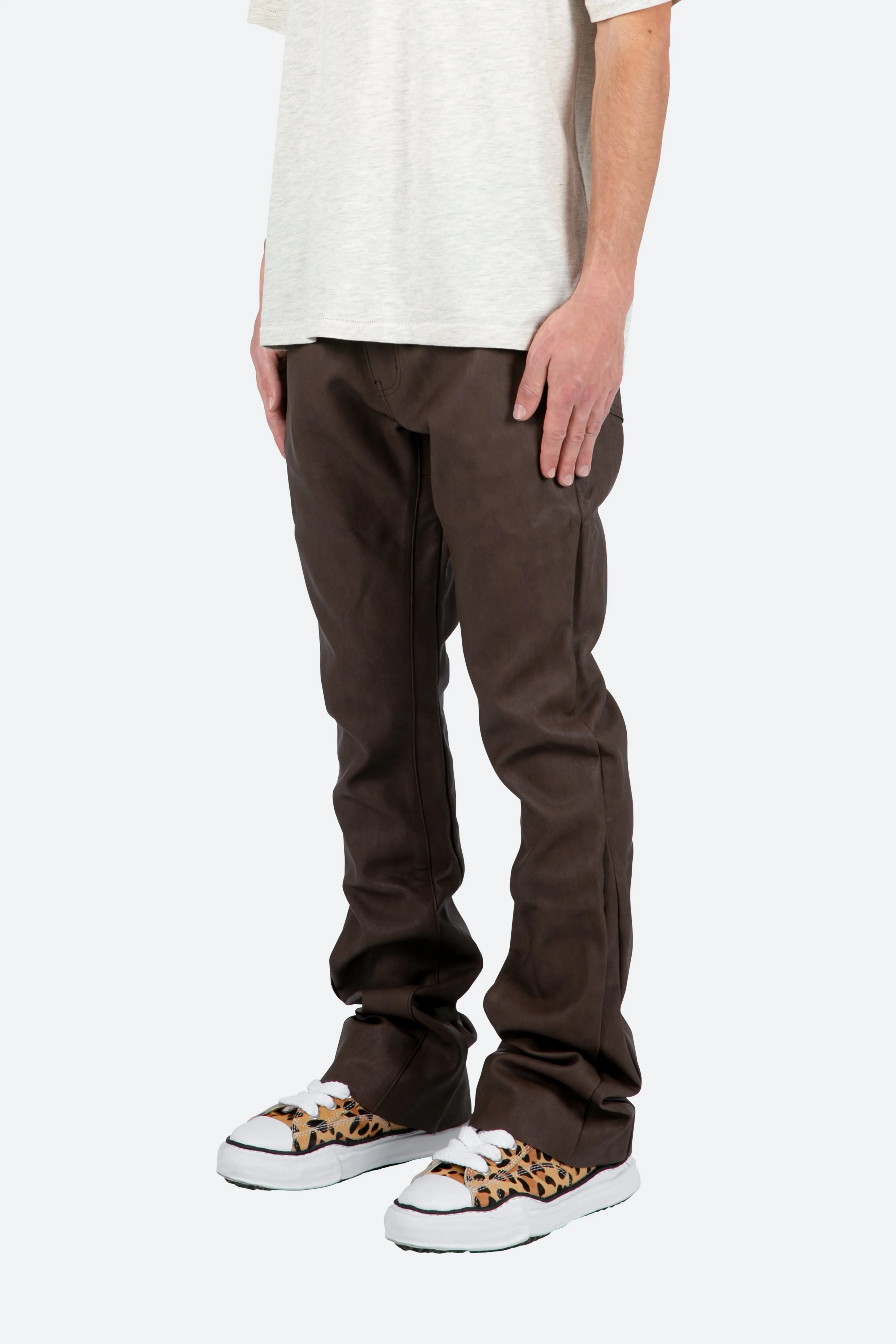 B460 Leather Flare Pants - Brown