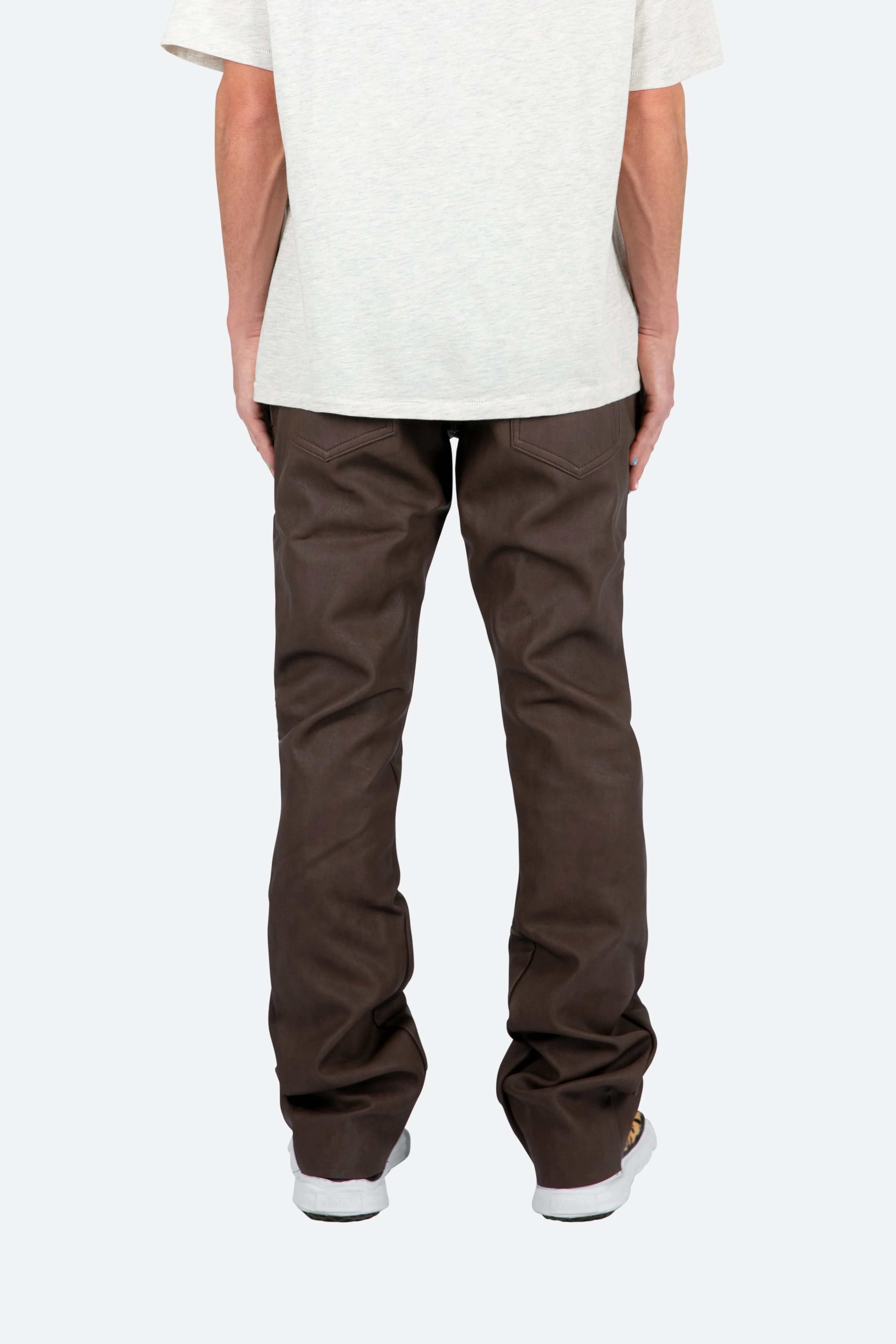 B460 Leather Flare Pants - Brown