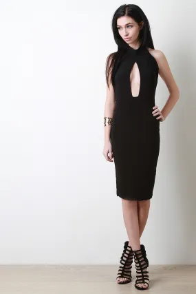 Backless Mock Neck Dress