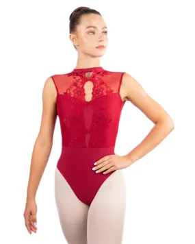 Ballet Rosa Mirielle High Neck Lace Front Open Back Sleeveless Leotard - Womens