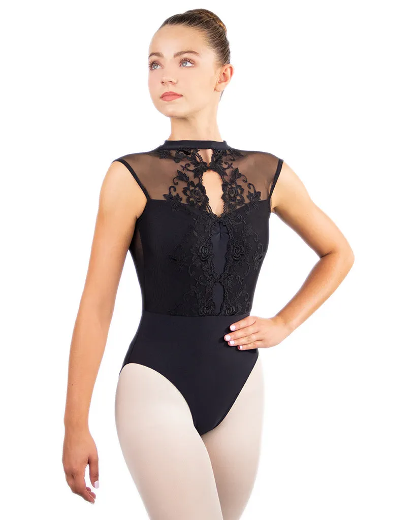 Ballet Rosa Mirielle High Neck Lace Front Open Back Sleeveless Leotard - Womens