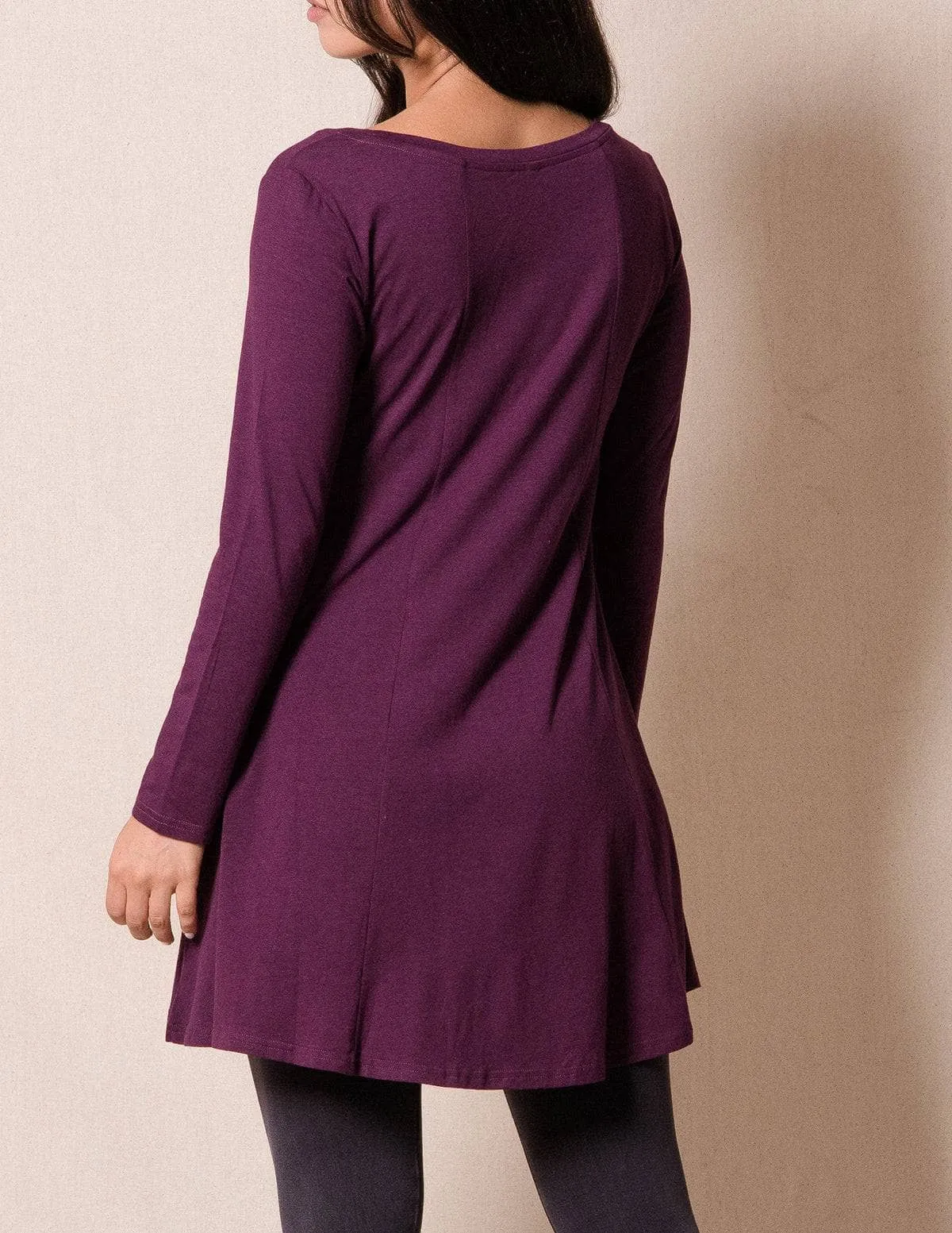 Bamboo/Organic Cotton Tunic Dress - Plum - As-Is-Clearance