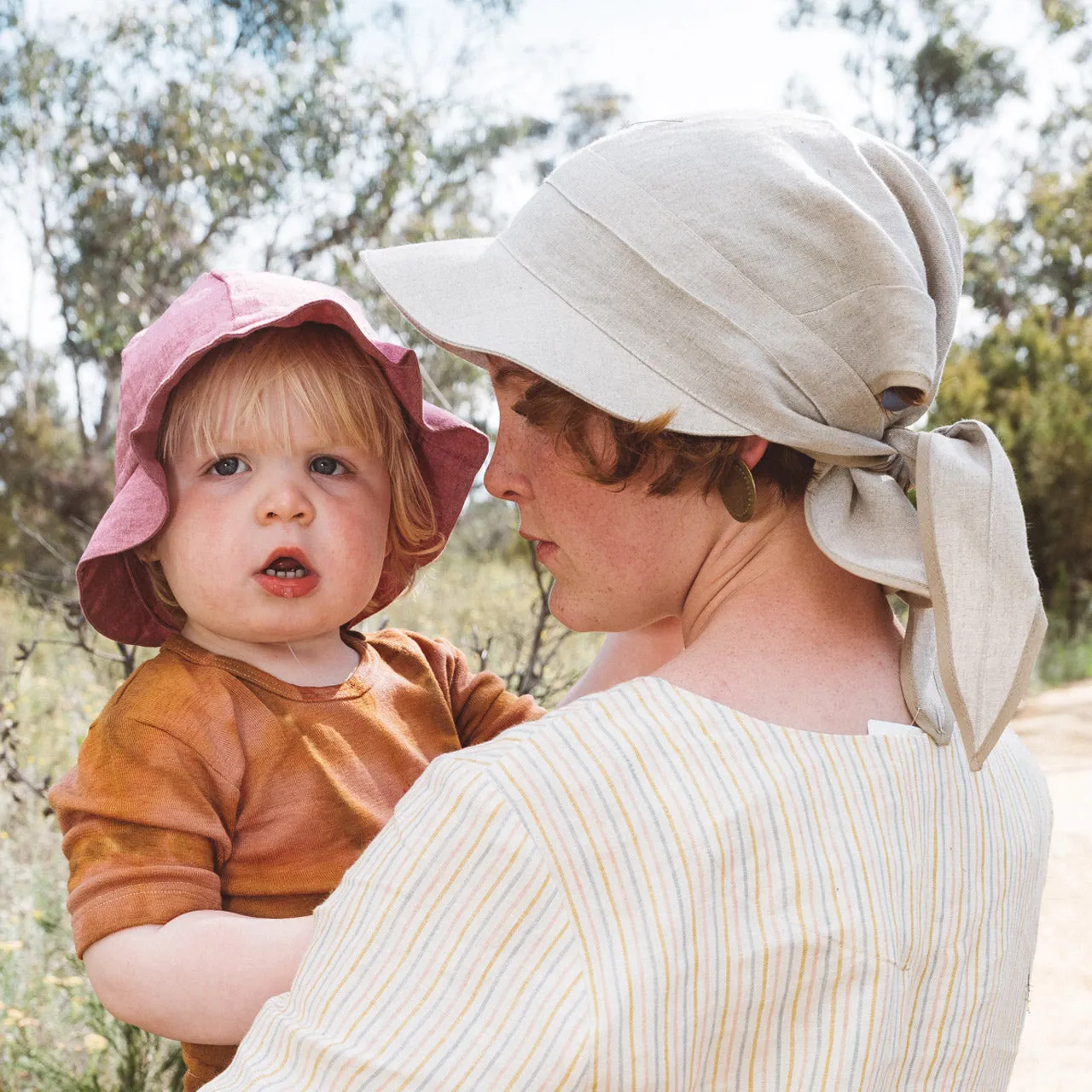 Bandana Style Sun Visor in 100% Organic Linen (Child-Adult)