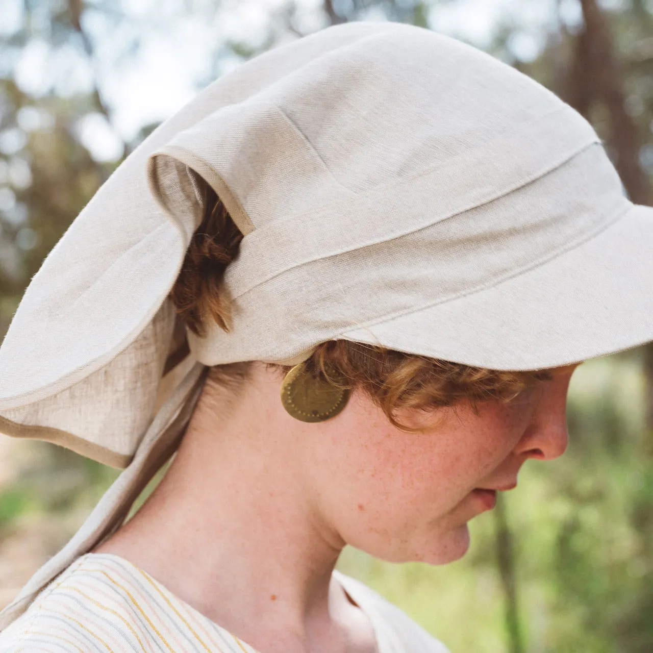 Bandana Style Sun Visor in 100% Organic Linen (Child-Adult)