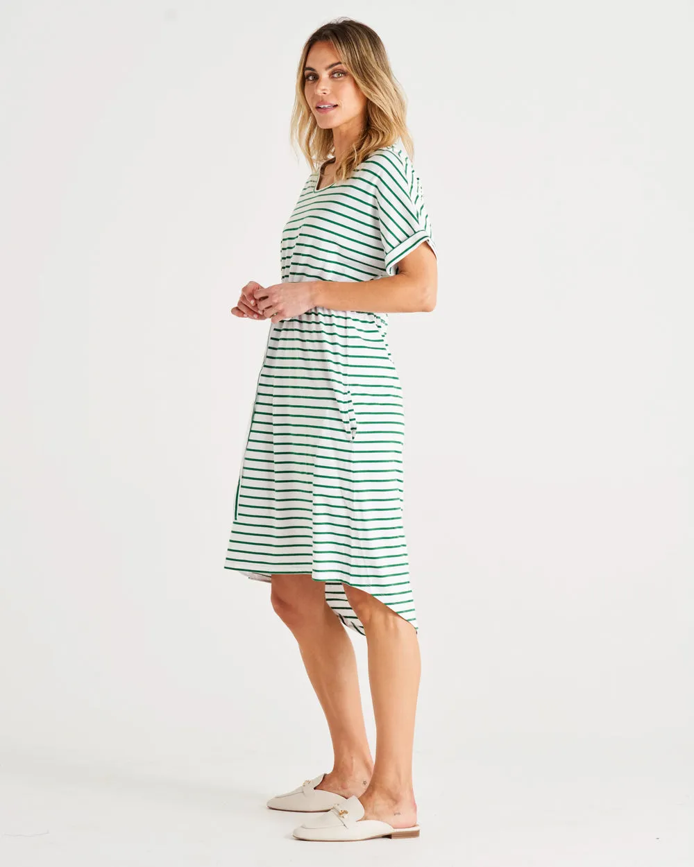 Betty Basics Liza Dress Meadow Green Stripe