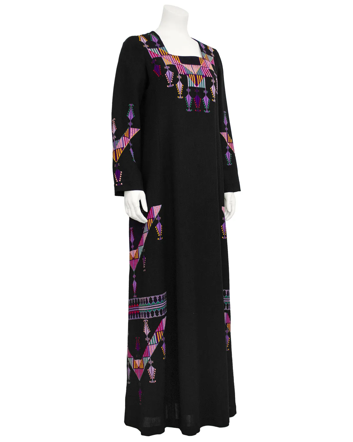 Black Embroidered Israeli Kaftan by Maskit