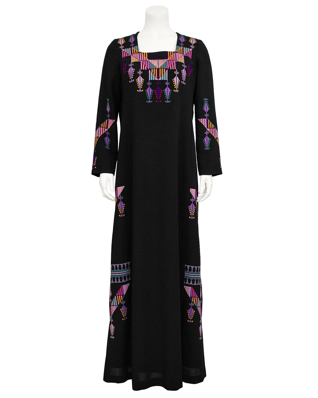 Black Embroidered Israeli Kaftan by Maskit