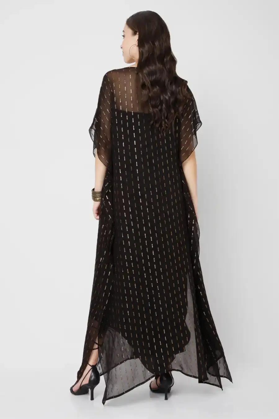 Black Embroidered Maxi Duster