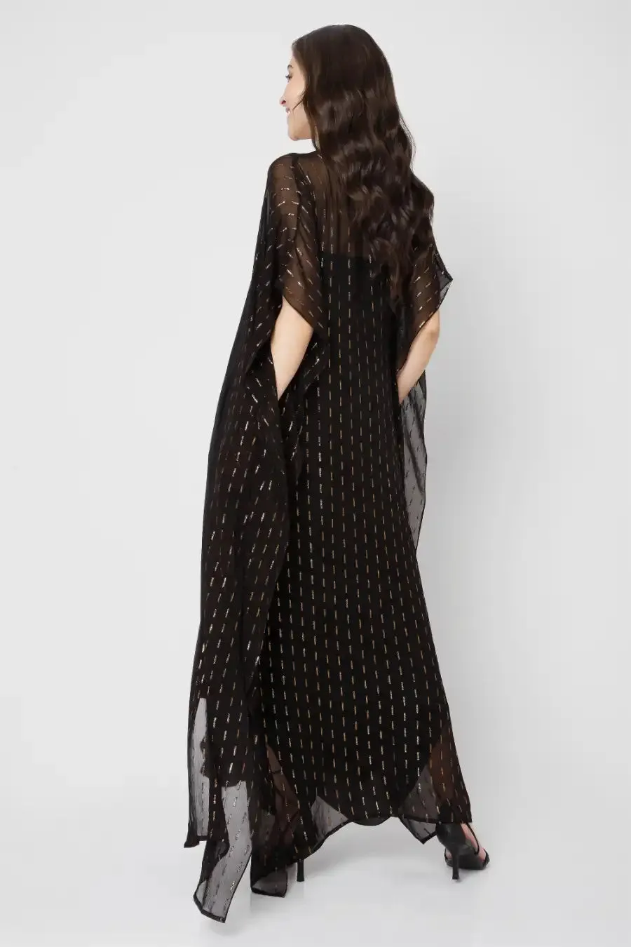 Black Embroidered Maxi Duster