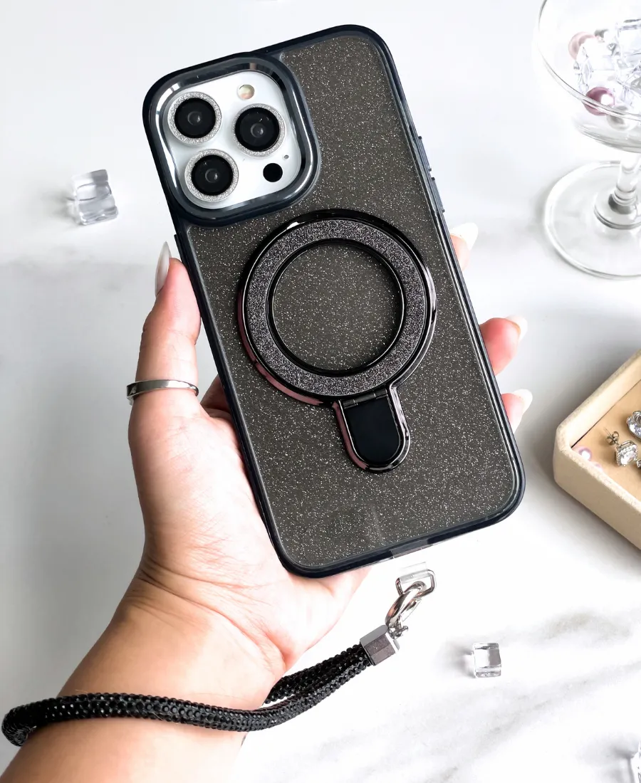 Black Sparkle Ring MagSafe Phone Case