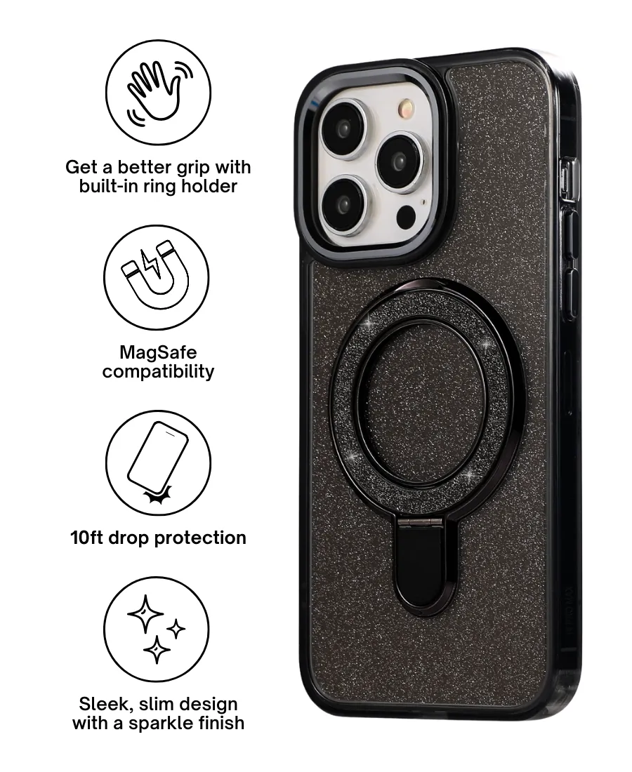 Black Sparkle Ring MagSafe Phone Case