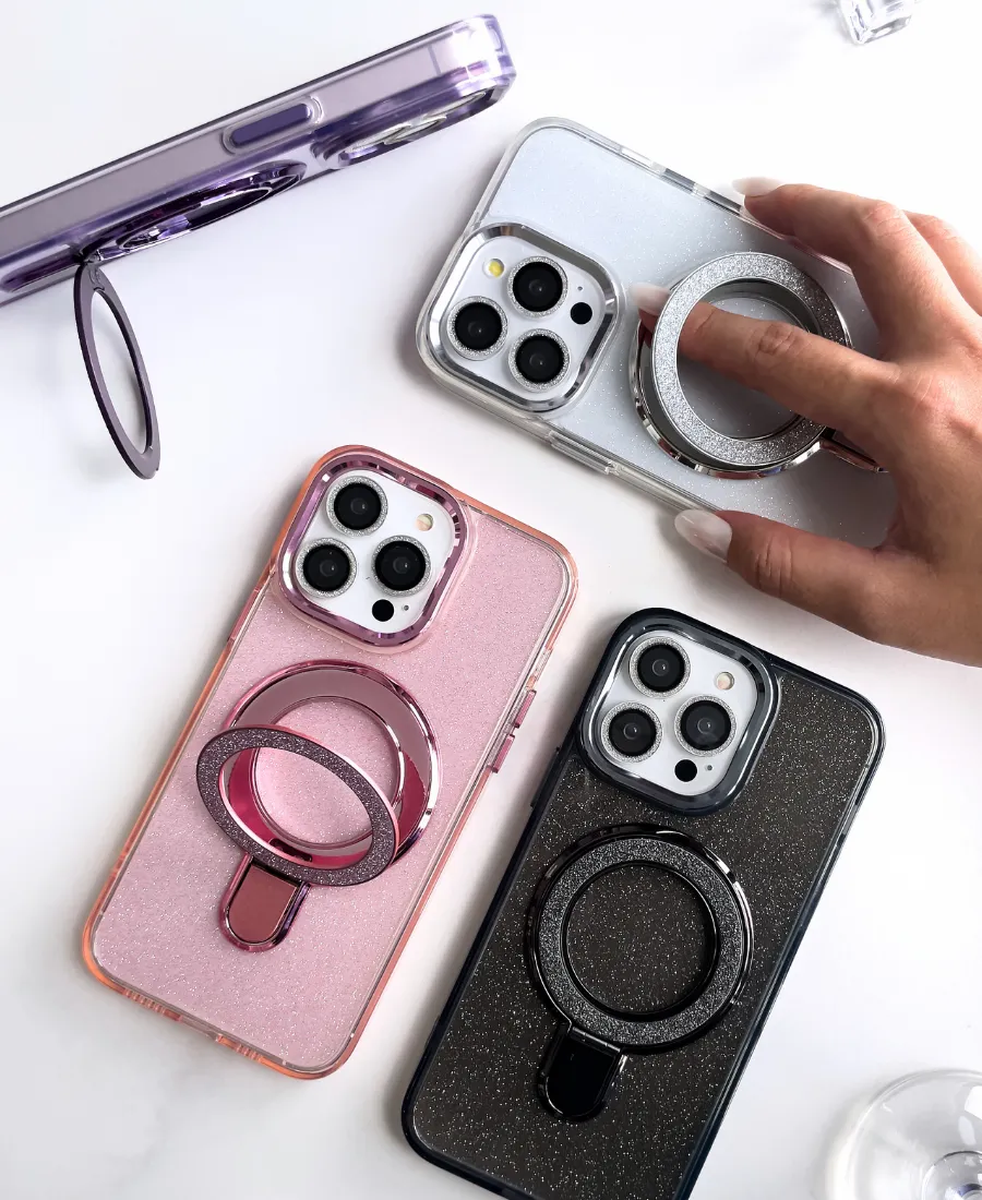 Black Sparkle Ring MagSafe Phone Case