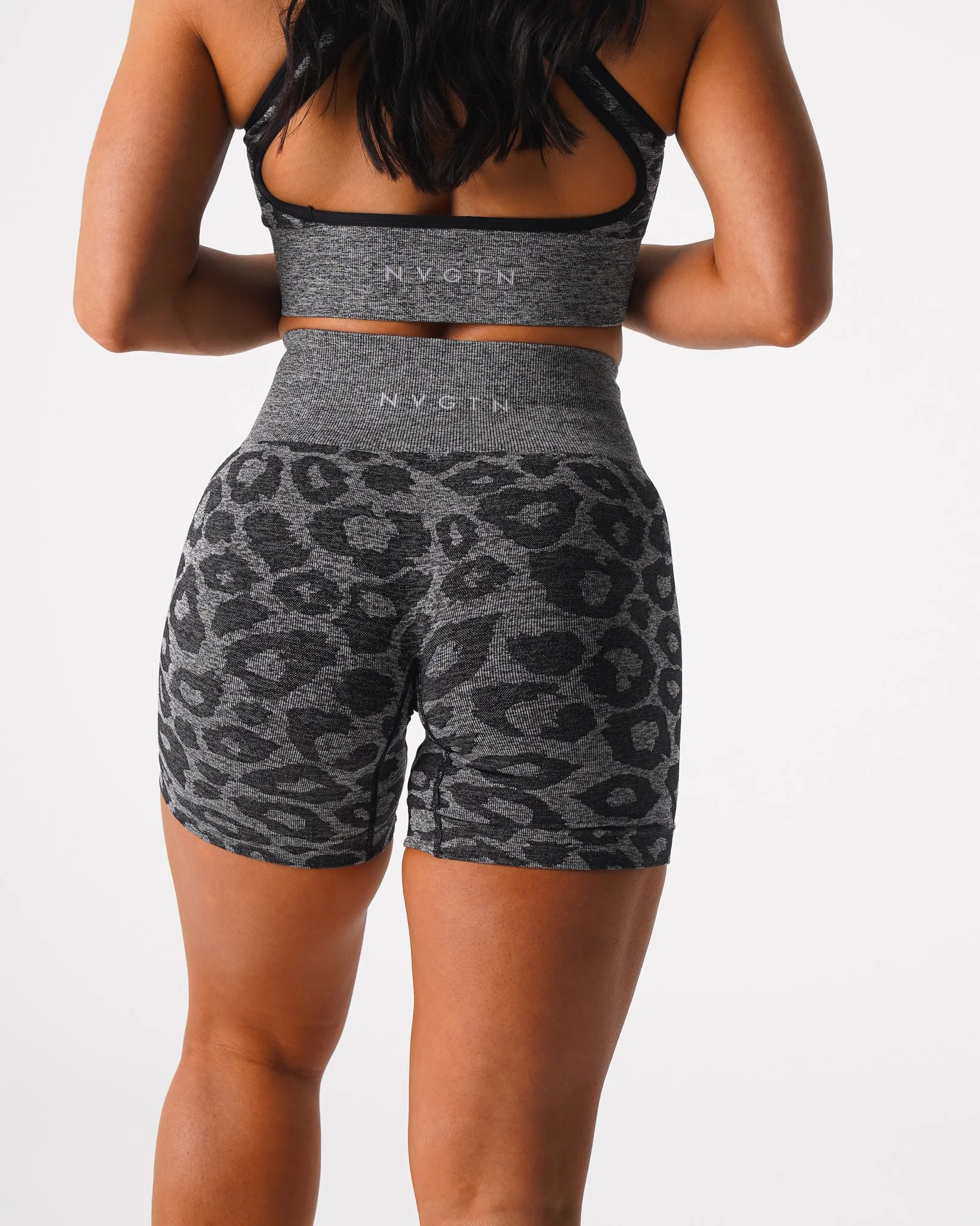 Black Speckled Leopard Seamless Shorts