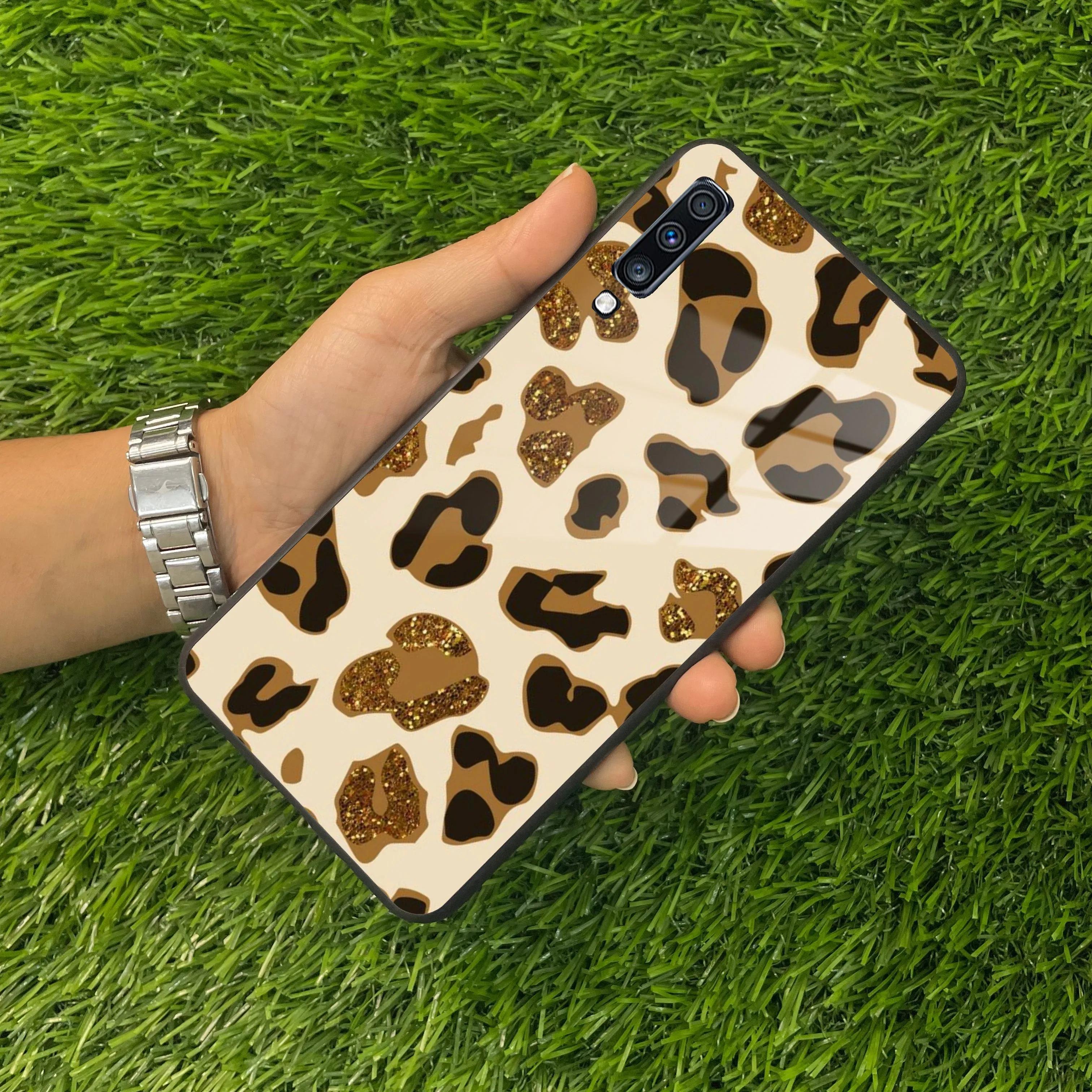 Bling Leopard Glass Phone Case Cover For Samsung